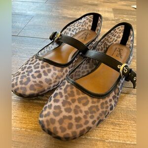 Seychelles Lorie Mesh Leopard Print Mary Jane Ballet Flats Memory Foam Size 10